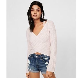 Express Bell Sleeved cross front light Sweater